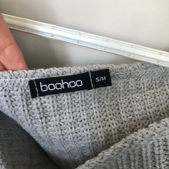 Gray Boohoo Cropped Off The Shoulder Knit Sweater - Picture 3 of 3
